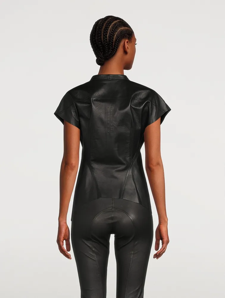 Naska Zip-Front Leather Shirt