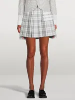 Cotton Dropped Back Pleated Mini Skirt Plaid Print