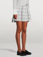 Cotton Dropped Back Pleated Mini Skirt Plaid Print