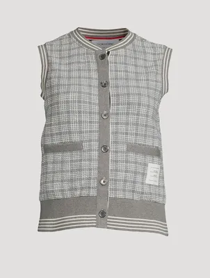 Cotton Sweater Vest Plaid Print