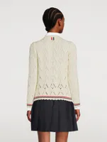 Wool Pointelle Cable-Knit Cardigan