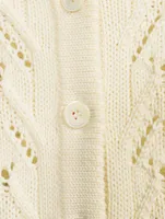 Wool Pointelle Cable-Knit Cardigan