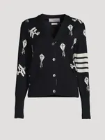 Sky Icon Intarsia Merino Wool Cardigan