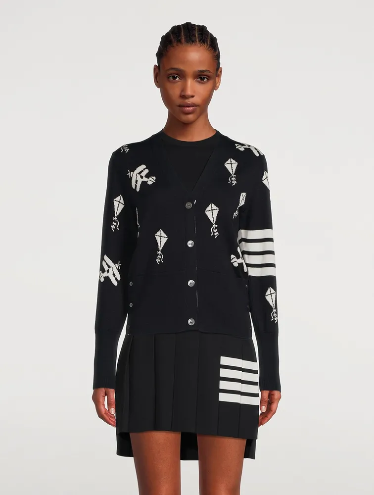 Sky Icon Intarsia Merino Wool Cardigan