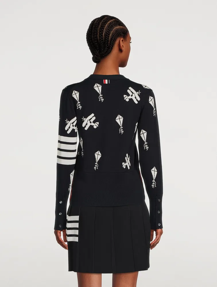 Sky Icon Intarsia Merino Wool Cardigan
