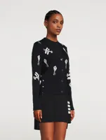 Sky Icon Intarsia Merino Wool Cardigan