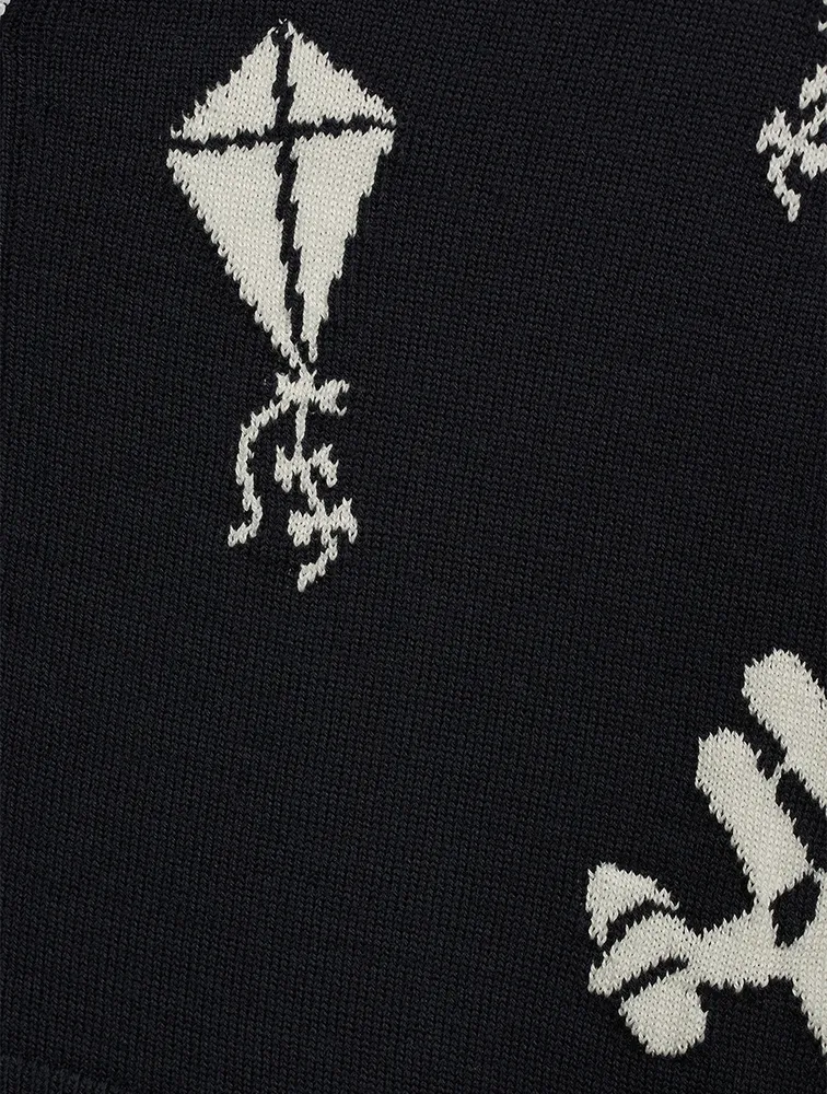 Sky Icon Intarsia Merino Wool Cardigan