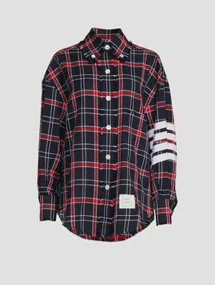 Oversized Cotton Shirt Plaid Print