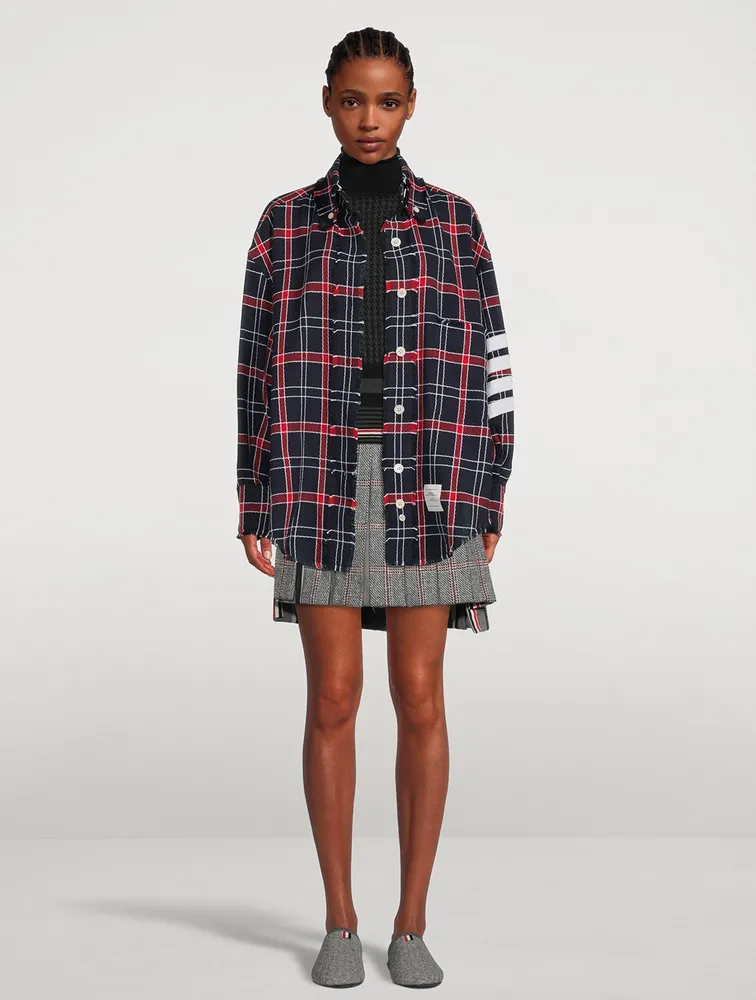 Oversized Cotton Shirt Plaid Print