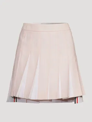Wool Dropped Back Pleated Mini Skirt