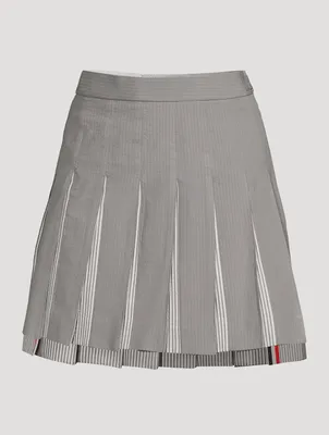 Seersucker Dropped Back Pleated Mini Skirt