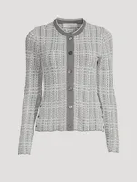 Open Stitch Gingham Check Jacquard Cardigan