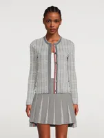 Open Stitch Gingham Check Jacquard Cardigan