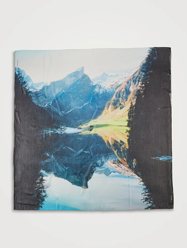 Cotton And Silk Scarf In Seealpsee Print
