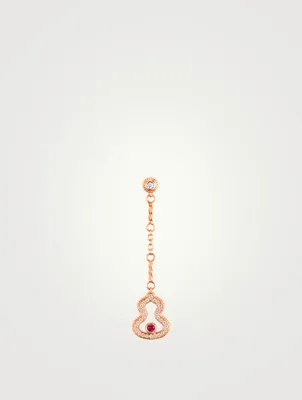 Wulu 18K Rose Gold Earring With Diamonds And Ruby