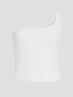 Chize One-Shoulder Rib-Knit Tank Top