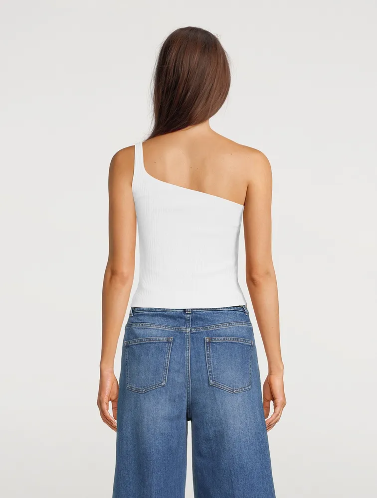 Chize One-Shoulder Rib-Knit Tank Top