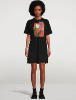 Flower Graphic Mixed Jersey Dress