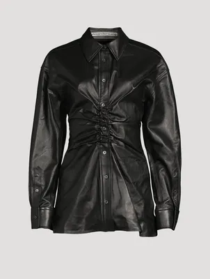 Ruched Leather Shirt