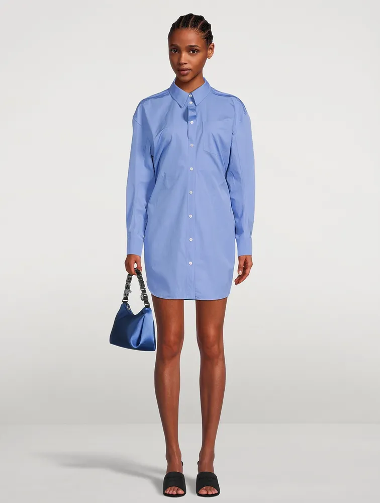 Long-Sleeve Shirt Dress With Detached Collar