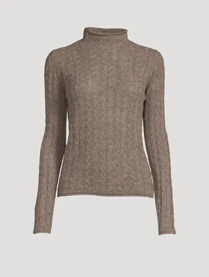 Cable-Knit Cashmere Mockneck Sweater