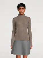 Cable-Knit Cashmere Mockneck Sweater