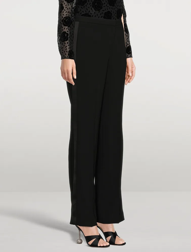 Straight-Leg Crepe Tuxedo Trousers