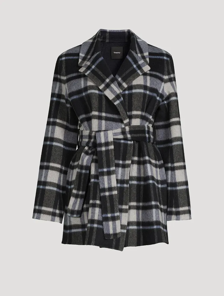 Belted Jacket Plaid Print