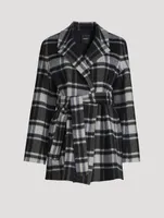 Belted Jacket Plaid Print