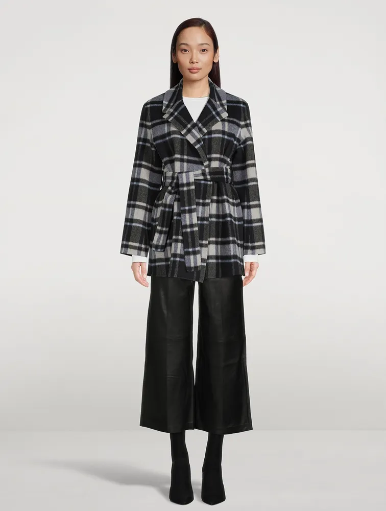 Belted Jacket Plaid Print