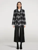 Belted Jacket Plaid Print