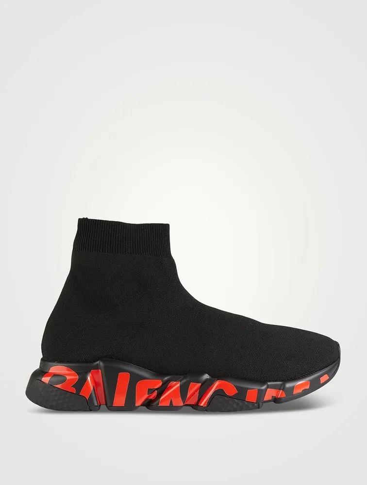 Speed Knit High-Top Sock Sneakers With Logo Sole