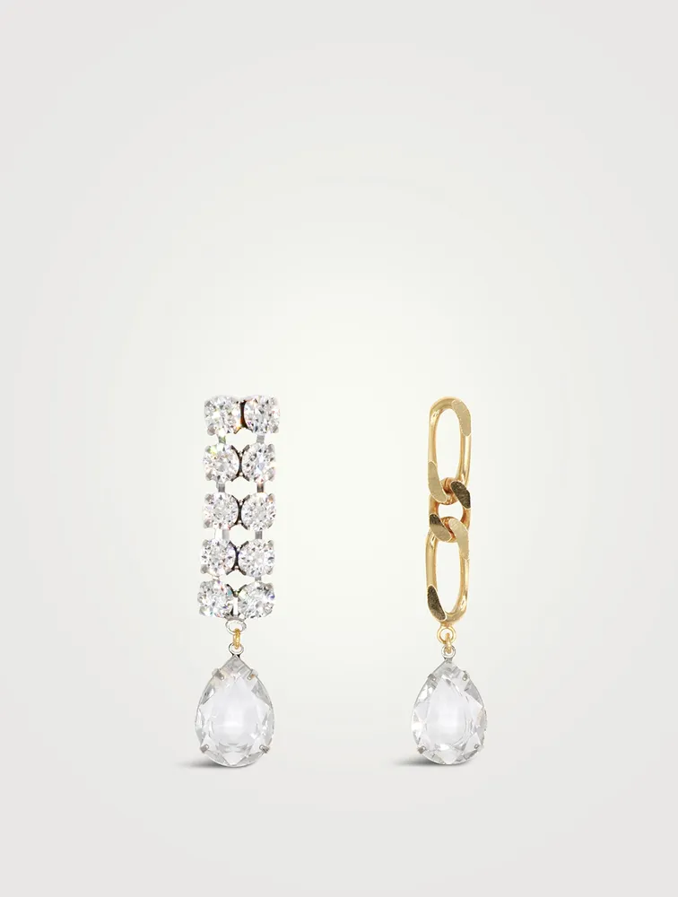 Chain Earrings With Crystal Drops