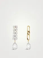 Chain Earrings With Crystal Drops