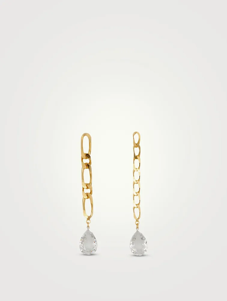 Chain Earrings With Crystal Drops