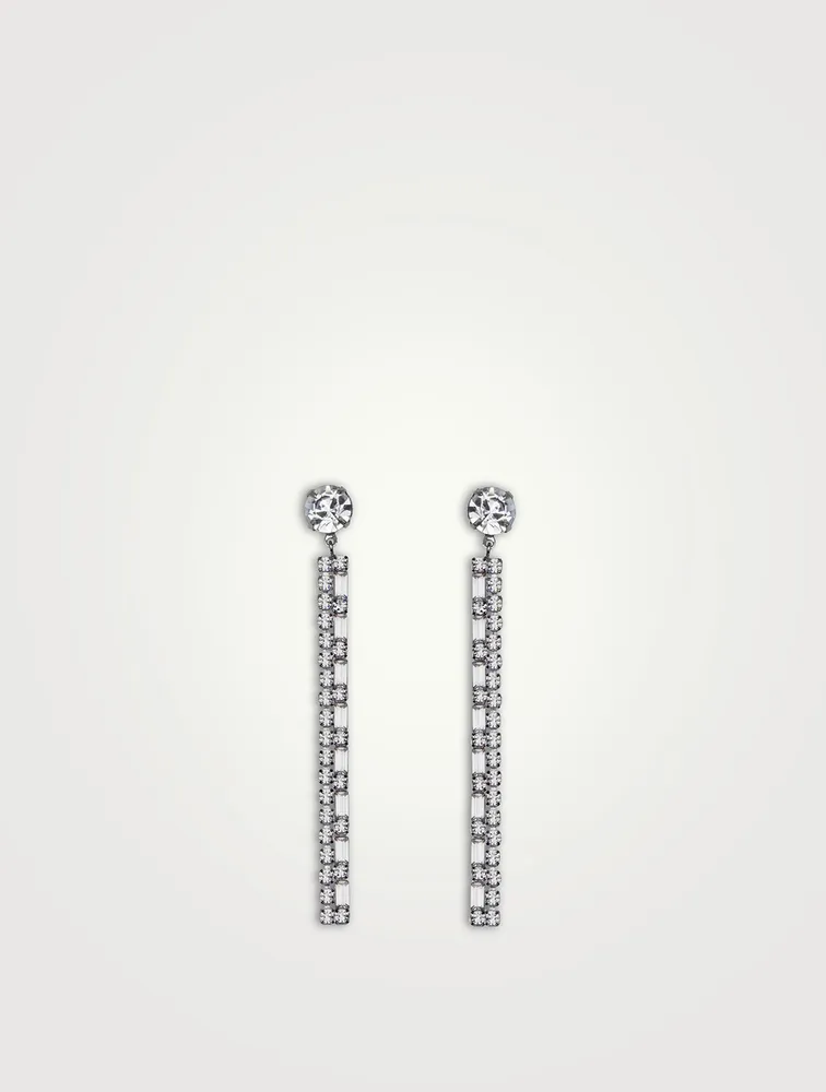 Chain Fringe Earrings With Crystals