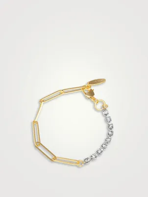 Asymmetrical Chain Bracelet With Crystals