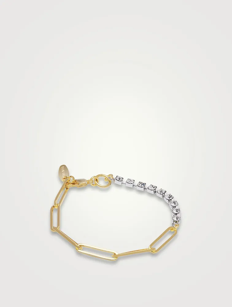 Asymmetrical Chain Bracelet With Crystals