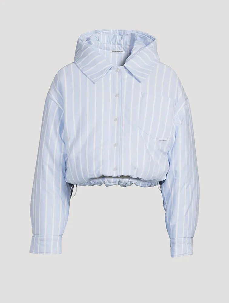 Cropped Puffer Jacket Stripe Print