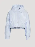 Cropped Puffer Jacket Stripe Print