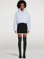Cropped Puffer Jacket Stripe Print