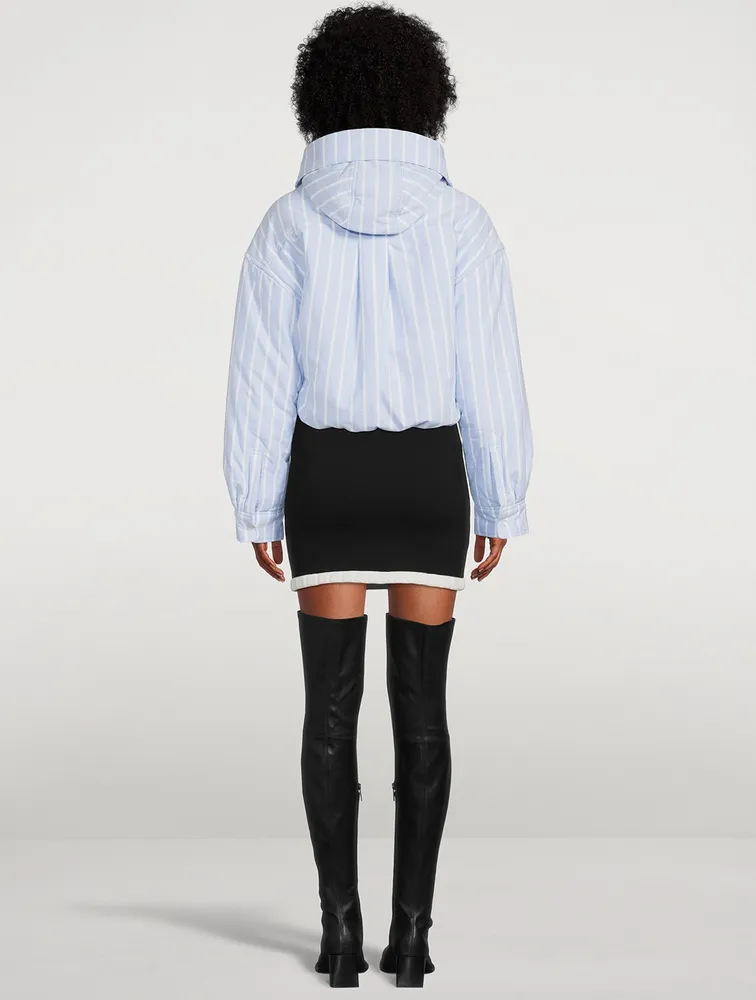Cropped Puffer Jacket Stripe Print