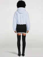 Cropped Puffer Jacket Stripe Print