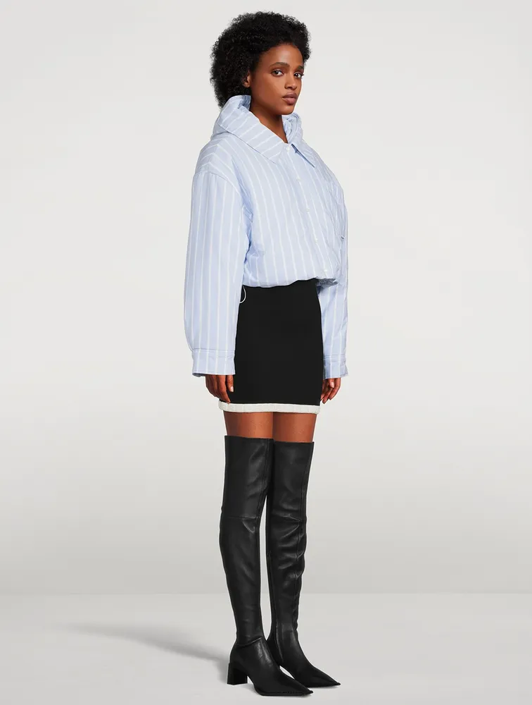 Cropped Puffer Jacket Stripe Print