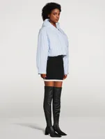 Cropped Puffer Jacket Stripe Print