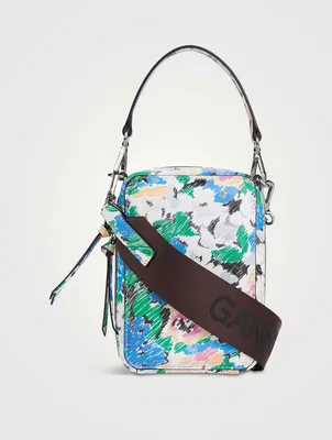 Banner Leather Camera Bag In Floral Print