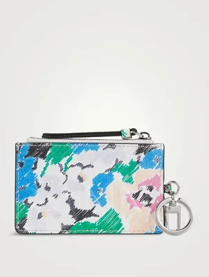 Banner Leather Zip Coin Purse In Floral Print