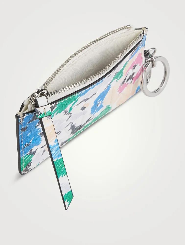 Banner Leather Zip Coin Purse In Floral Print