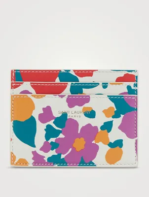 Leather Card Holder In Floral Print