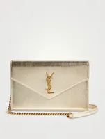 YSL Monogram Metallic Leather Chain Wallet